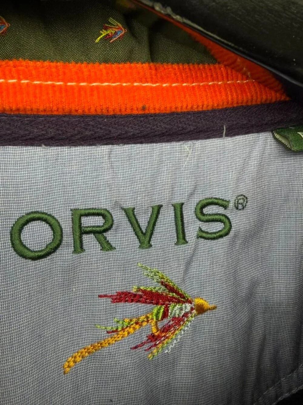 Orvis Men's Medium Blue 1/4 Zip Long Sleeve Button Outdoor Casual Pullover - Picture 4 of 7